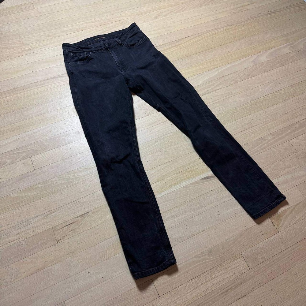 Nudie Jeans Co Lean Dean Dry Everblack Slim Tapered Jeans Mens 30x32 Black